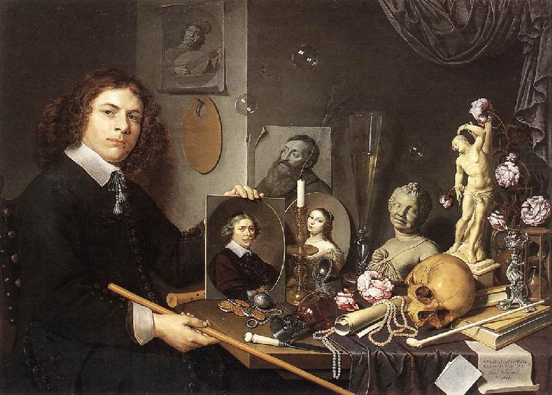 BAILLY, David Self-Portrait with Vanitas Symbols dddw china oil painting image